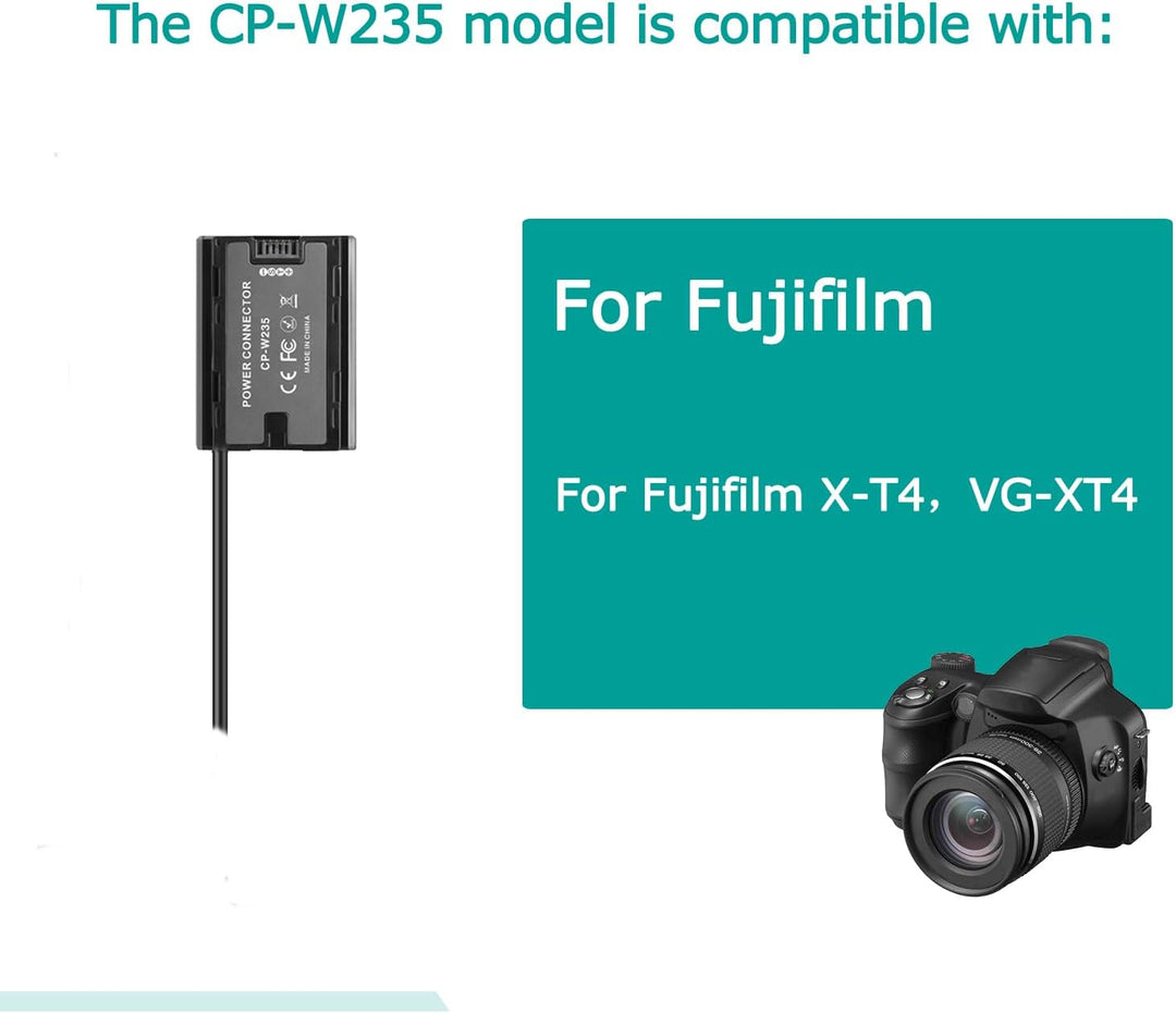 NP-F Batterie Adapter Platte mit Dummy-Akku-Kit NP-W235 für Fuji X-T4 XT4 X-H2S GFX 50SII