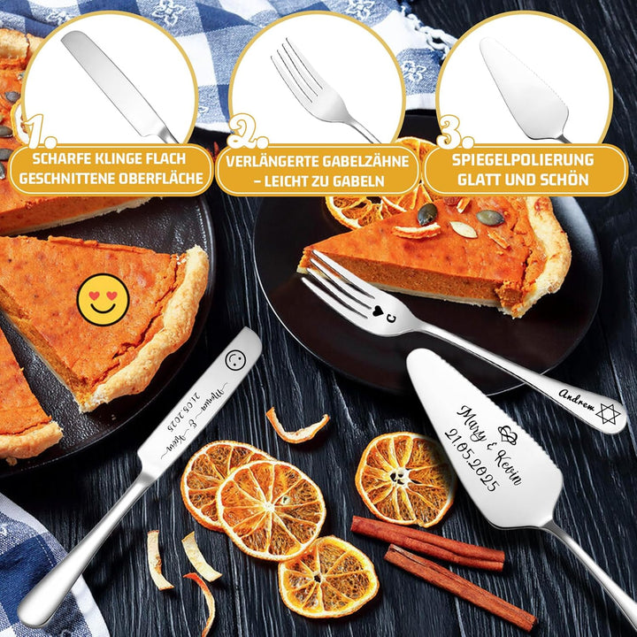 Personalisiertes Tortenmesser & Servierset mit individuellem Namen und Text - Tortenservierset & Hoc