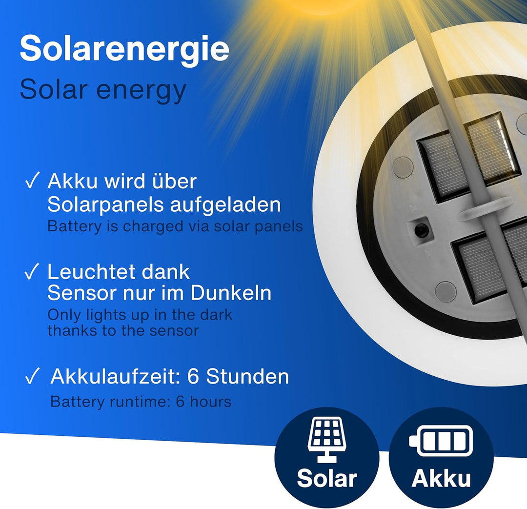 REV LED Solarkugel für aussen zum Aufhängen - Ø 20cm, 20lm, 3000K, IP44 spritzwassergeschützt - idea