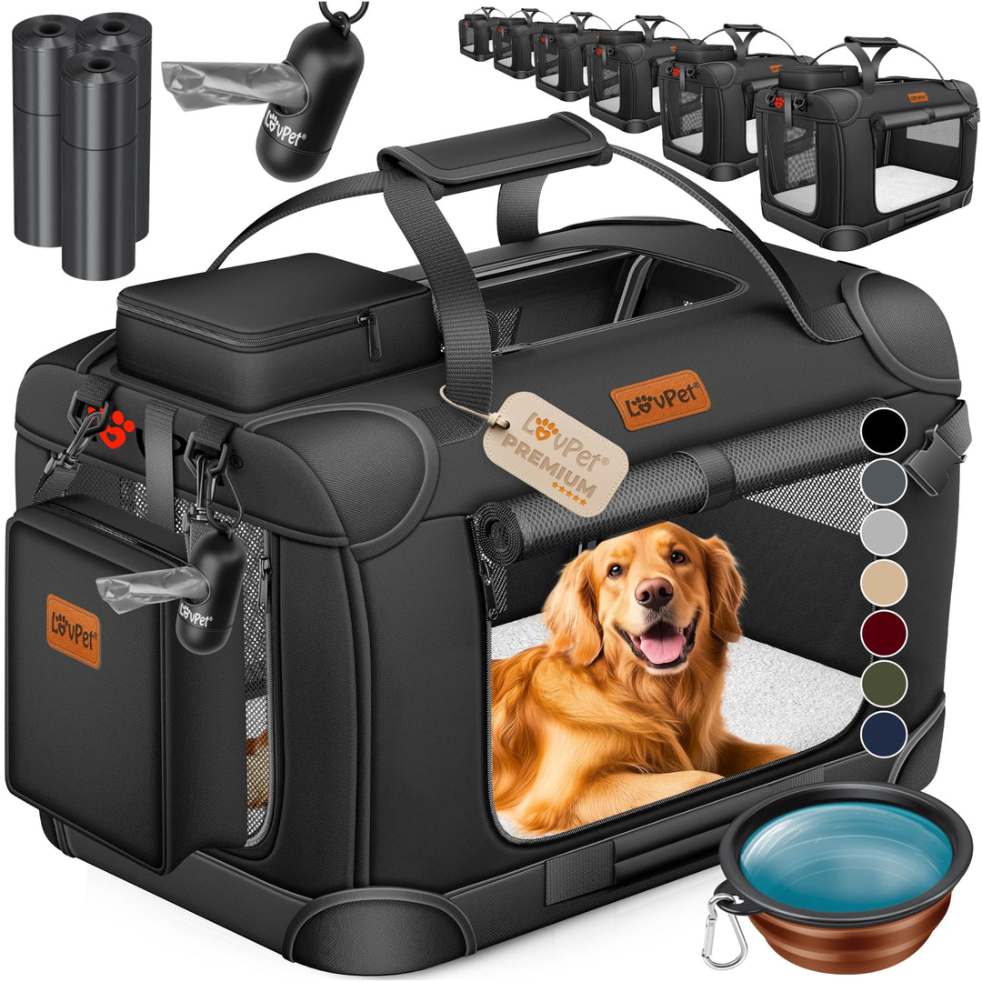 LOVPET® Transportbox Hund Katze Transporttasche XXL 92x64x64cm | Hunde-Tragetasche Faltbare Katzenta