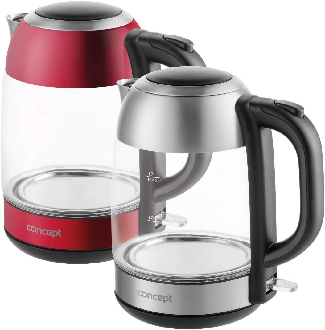 CONCEPT Hausgeräte Glas wasserkocher mit 1,7 L Fassungsvermögen, mit Filter