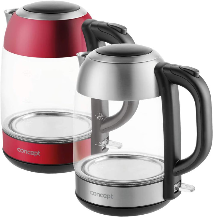 CONCEPT Hausgeräte Glas wasserkocher mit 1,7 L Fassungsvermögen, mit Filter