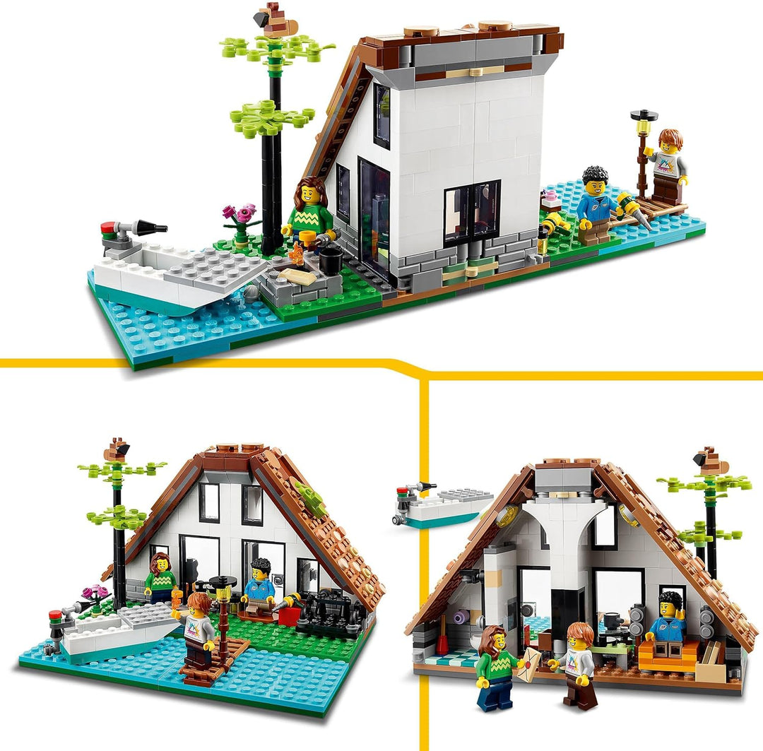 LEGO 31139 Creator 3in1 Gemütliches Haus Set, Modellbausatz mit 3 verschiedenen Häusern Plus Familie