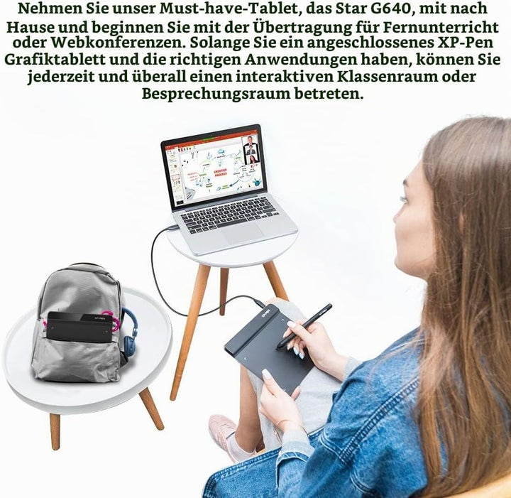 XP-PEN G640 Grafiktablett 6 x 4 Zoll Stift Tablet zum Zeichnen mit 20 Ersatzspitzen OSU Spiel Pen Ta