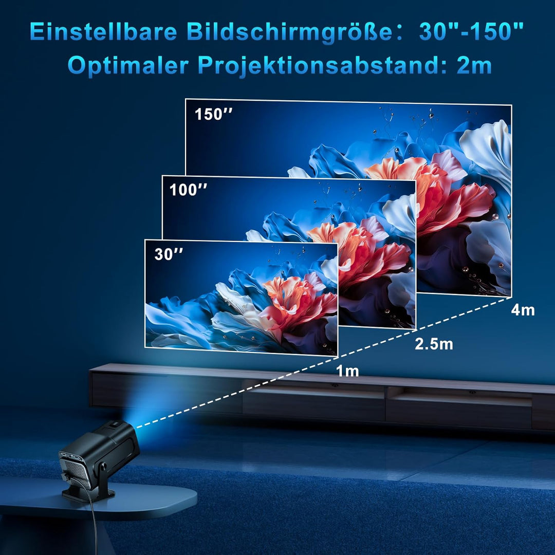 Seseno Beamer, Mini Projektor, 4K FHD 1080P Tragbarer Projektor, Unterstützt Android 11.0 5G WiFi 6