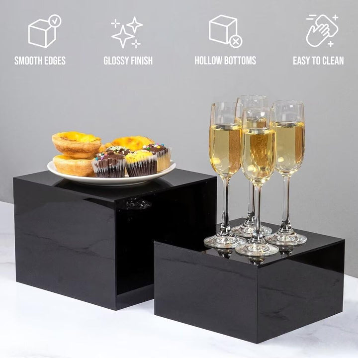 Buffet Ständer Acryl, 6'' x 7'' x 8'' Lebensmittel-Präsentationsboxen 3er Set, Würfel-Dessertständer