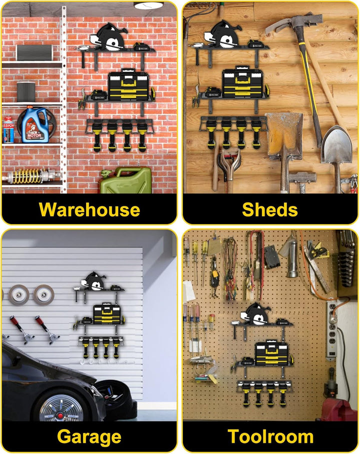 ENONCI Werkzeugspeicher Aufbewahrung Elektrowerkzeug Organizer,3-stöckiges 8 Schlitzen Bohrhalter Wa