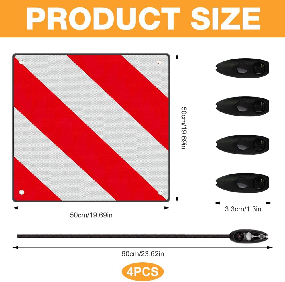 Warntafel, 2 in1 Warntafel Italien Spanien mit 4 Spannseile, 50 x 50 cm Warnschild Fahrradträger für
