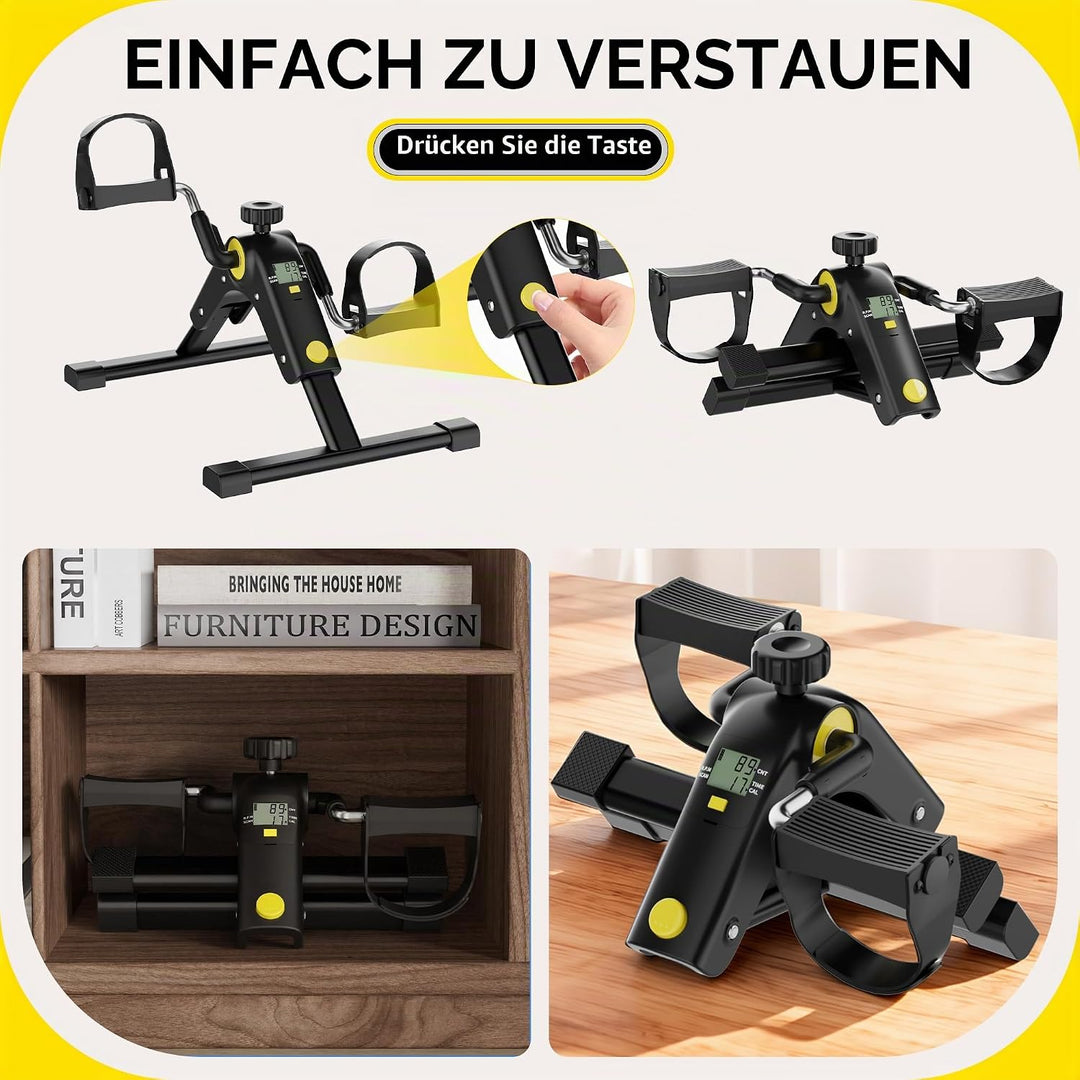MOMODA Untertisch-Fahrradpedaltrainer mit LCD-Display, tragbarer Mini-Heimtrainer für Arm und Bein S