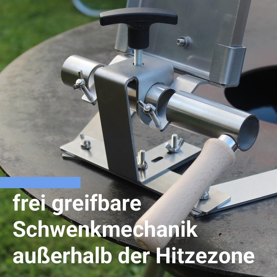 Flammlachsbrett Edelstahl Flameboard 600x180 mm, Standfuss, seitliche Anbringung, für jede Grillplat