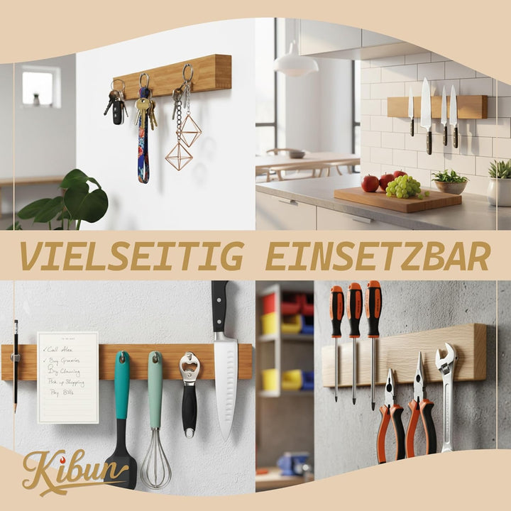 Kibun® Magnetleiste für Messer 40 cm; Extra Starker Magnet Messerhalter, edles Bambus/Walnuss Holz M