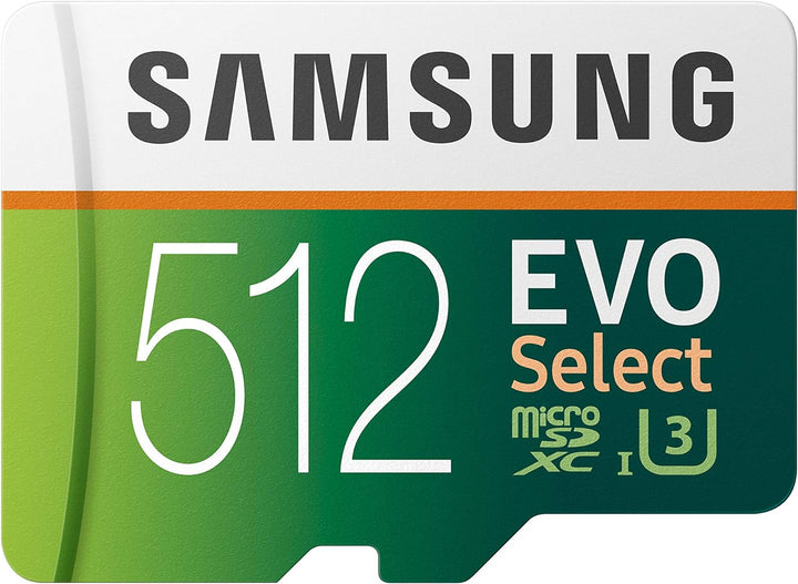 Samsung EVO Select microSD-Karte, 512 GB, 100 MB/s und 90 MB/s, Speicherkarte für Full HD & 4K UHD,