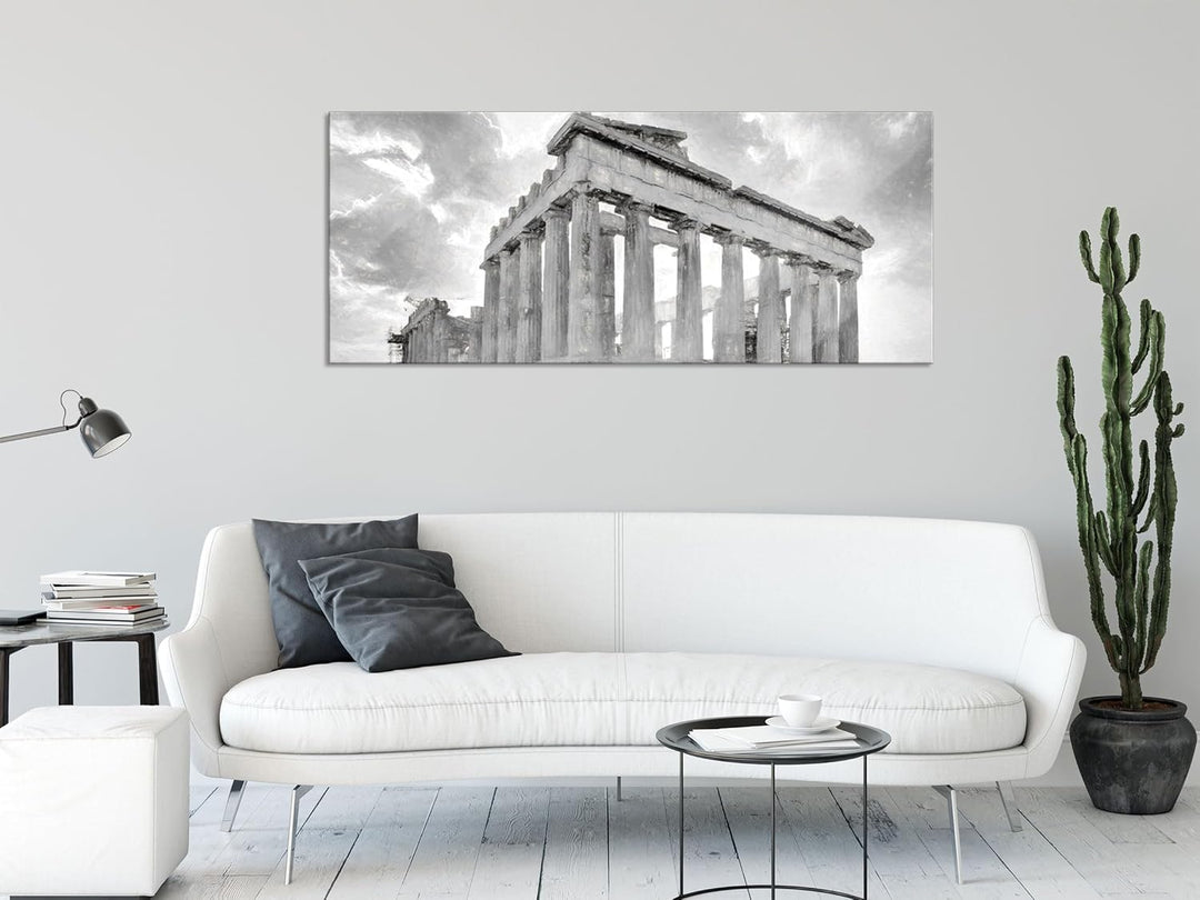 Glasbild Panorama | Wandbild aus Echtglas | Akropolis in Athen | 120x50 cm | inkl. Aufhängung und Ab
