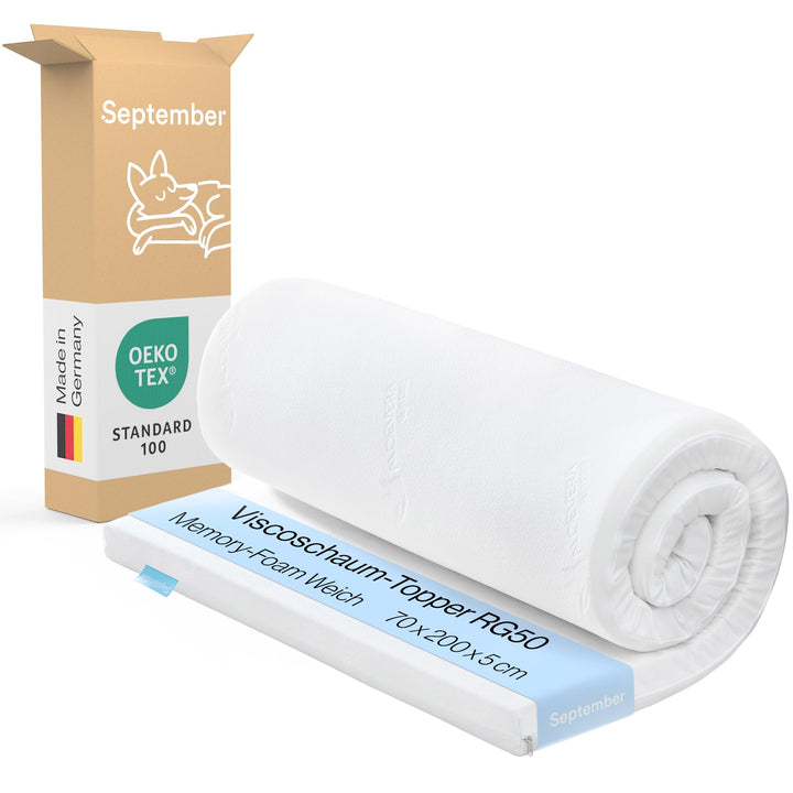 Snooze Project - 70 x 200 x 6 cm Matratzen Topper - Visco-Foam Weich - 6cm Höhe - Memory-Schaum RG 5