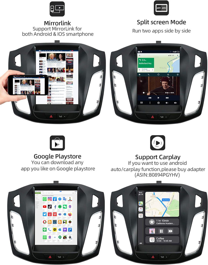 YUNTX Android 10 Autoradio Passt für Ford Focus (2010-2014) - [2G+32G] - KOSTENLOSE Rückenkamera & C