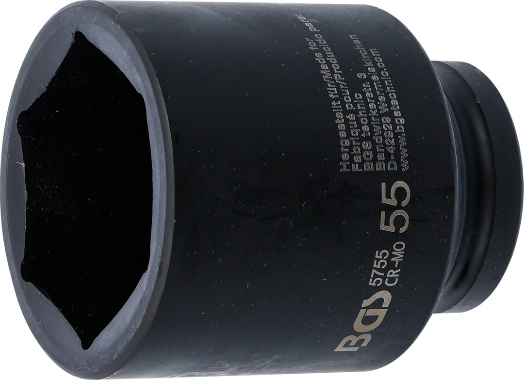 BGS 5755 | Kraft-Steckschlüssel-Einsatz Sechskant, tief | 20 mm (3/4") | SW 55 mm Schlüsselweite: 55