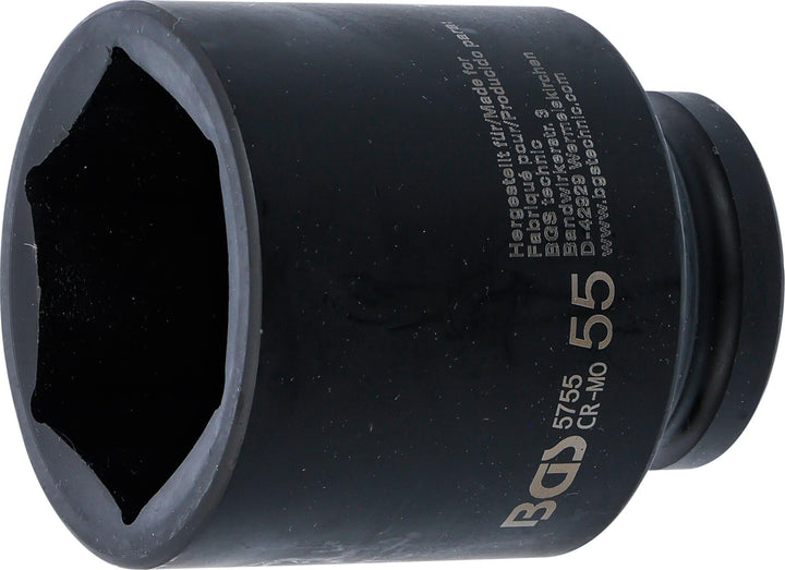 BGS 5755 | Kraft-Steckschlüssel-Einsatz Sechskant, tief | 20 mm (3/4") | SW 55 mm Schlüsselweite: 55