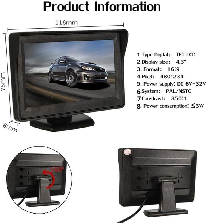 「Rückfahrkamera Transportster + 4.3 Zoll TFT LCD Bildschirm Monitor」Bremsleuchte Auto Dach Rückfahrk