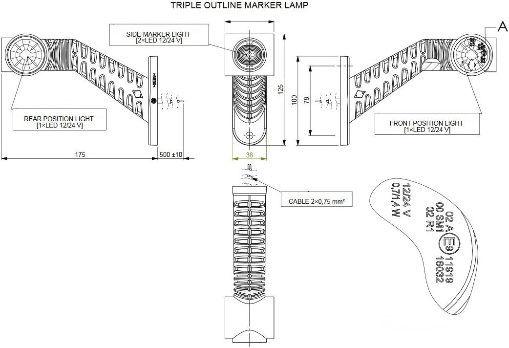 BUL BARS 4 x LED Begrenzungsleuchte Seitenleuchte 12V 24V mit E-Prüfzeichen Positionsleuchte Auto LK