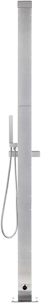 Gartendusche mit Brauner Bodenplatte 225 cm Edelstahl Bodenelement Pooldusche Campingdusche Aussendu