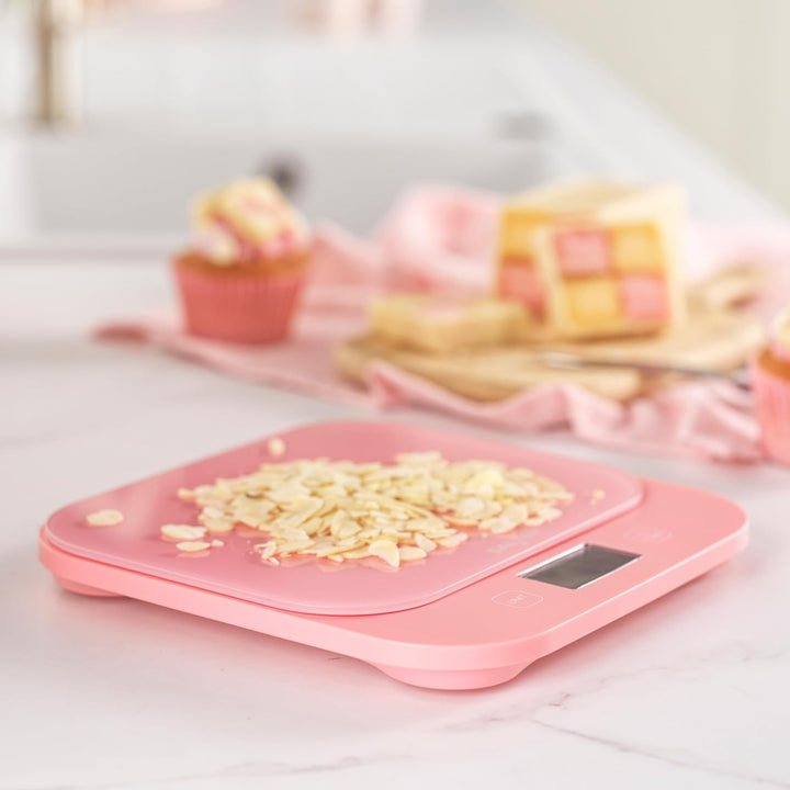 Salter British Bakes Digitale Küchenwaage – Pinke Backwaage mit hoher 10-kg-Kapazität, misst Flüssig