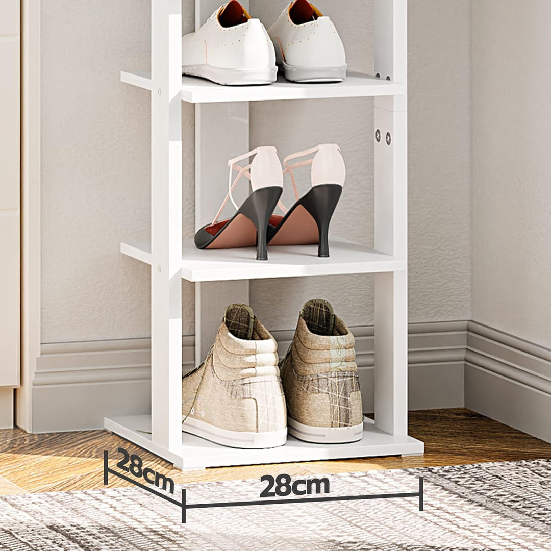 HOOBRO 8-lagiges Schuhregal, schmales Schuhablage, Schuhschrank mit 2 Haken, Ablagegestelle, platzsp