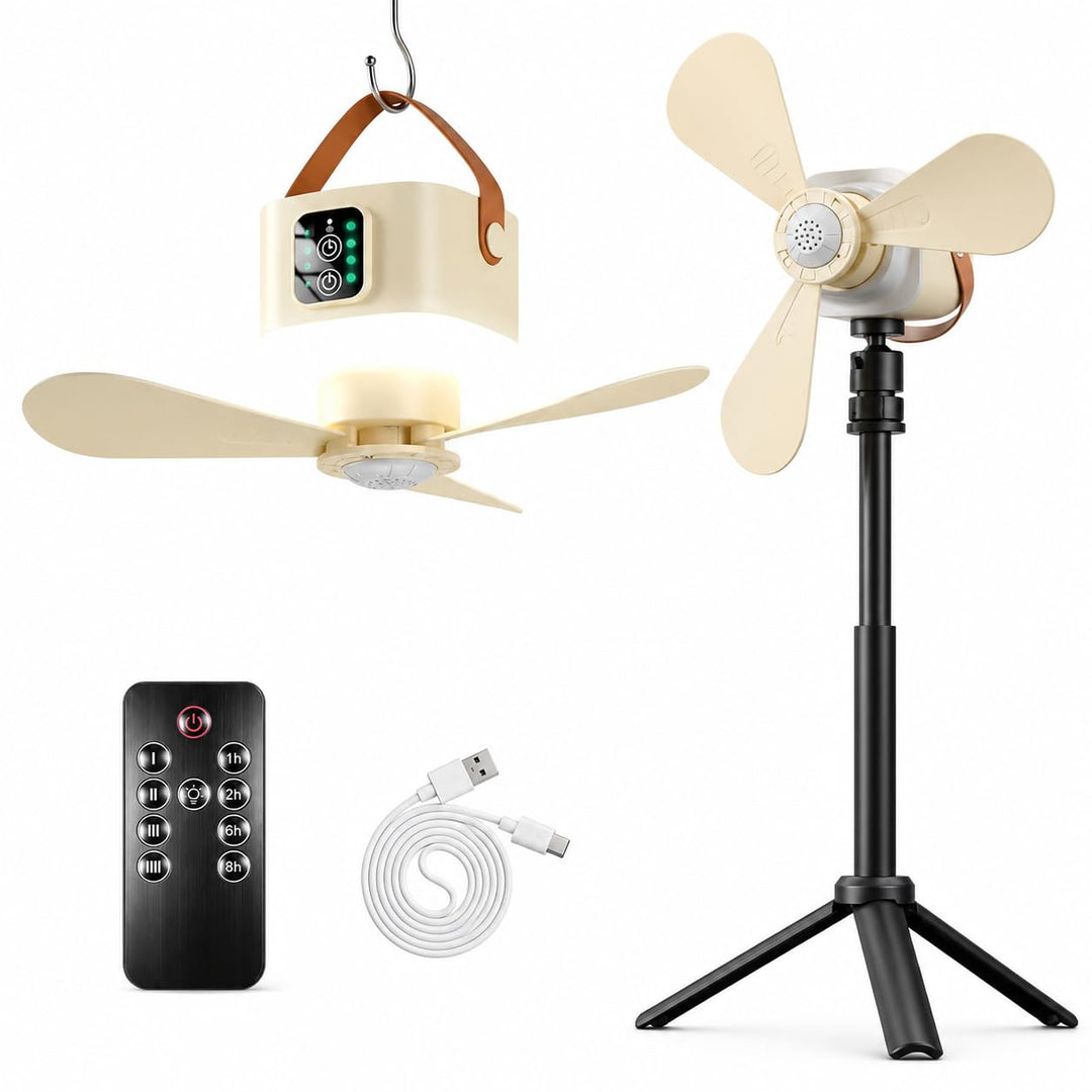 Camping Ventilator Akku 7200mAh, Mini Ventilator LED Licht Fernbedienung | 7200mAh 20 Std. Laufzeit,