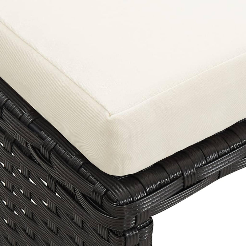 homiuse 40,5x40,5x35 cm Gartenhocker 4 STK. mit Sitzkissen Poly Rattan Schwarz Fussbank Rattan Hocke