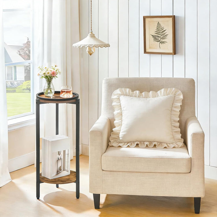 HOOBRO Beistelltisch, Kleiner Tisch, 2-stufiger runder Couchtisch, Sofatisch, Getränketisch, für kle
