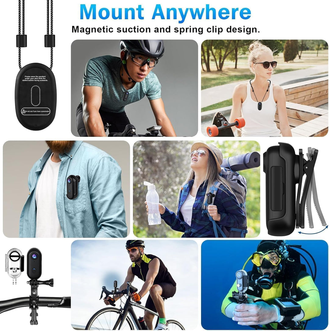 Zeerkeer Mini Action Cam 1080P Full HD WiFi Vlog Kamera 120° Weitwinkel Wasserdicht 30m, Kleine Body