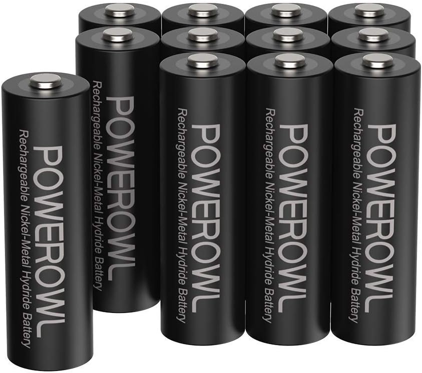 POWEROWL AA Akku 2800mAh Wiederaufladbar Batterien AA 12 Stück (Geringe Selbstentladung, 1200 Zyklen