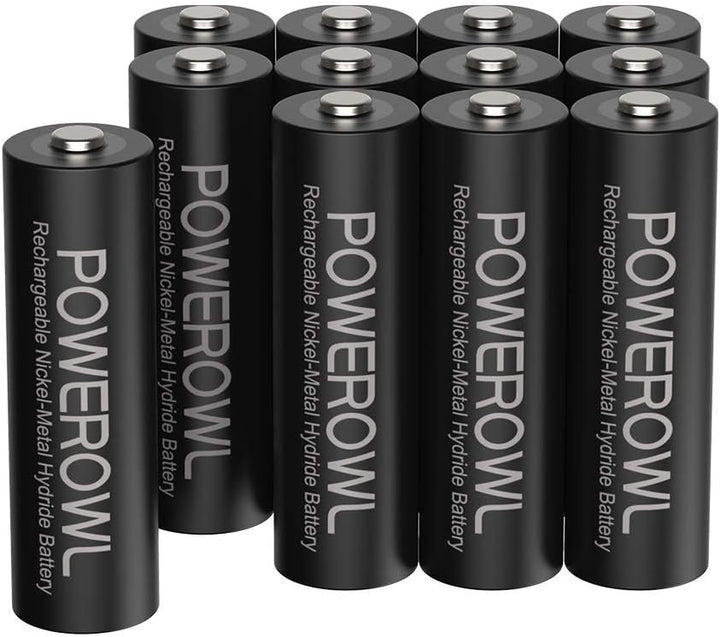 POWEROWL AA Akku 2800mAh Wiederaufladbar Batterien AA 12 Stück (Geringe Selbstentladung, 1200 Zyklen
