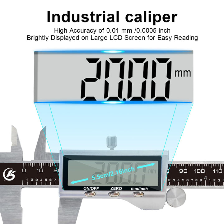 KETOTEK Digitaler Messschieber aus Edelstahl 150 mm/6 Zoll Messwerkzeug LCD-Display Messschieber mit