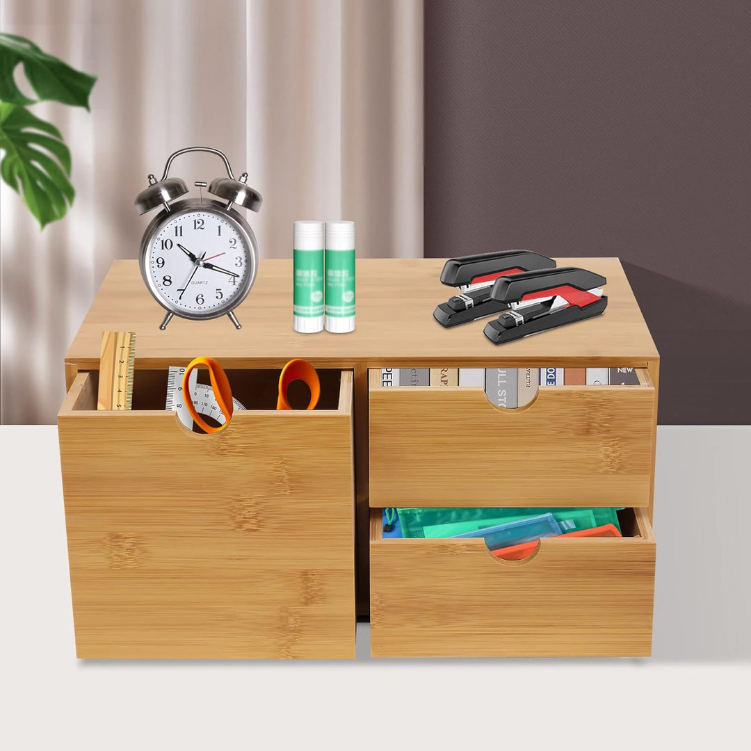 Bambus & MDF, Mini Kommode Schubladenbox Schreibtischorganizer, Schreibtisch Organizer, Bambus,Organ