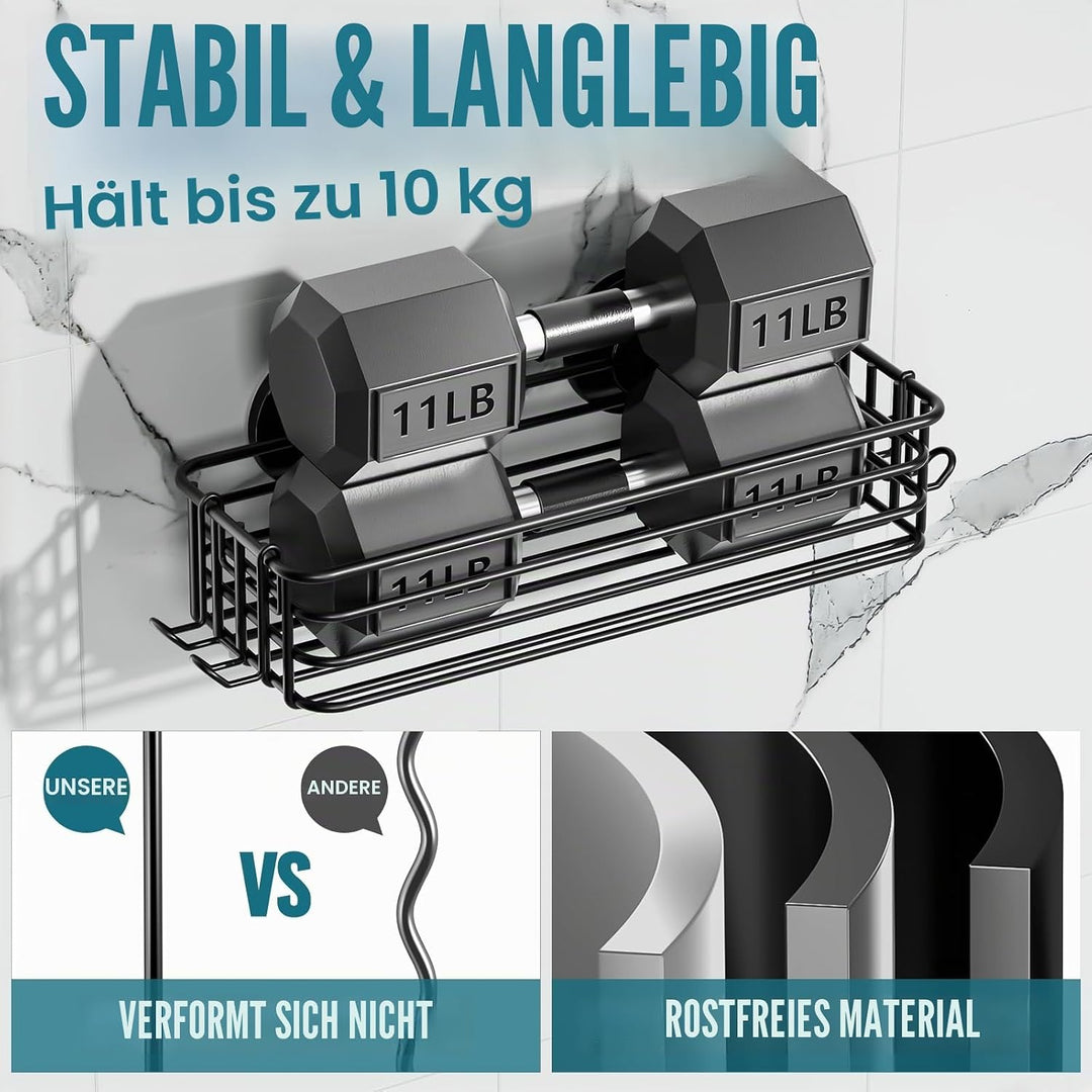 TAILI Dusch-Caddy, Saugnapf, 2 Stück, mit Haken und Seifenhalter, robuster Dusch-Organizer für Badez