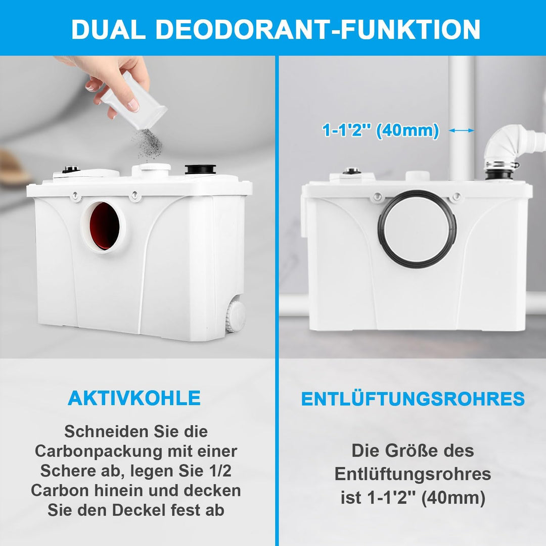 Herrselsam 700W Schmutzwasserpumpen 4/1 Hebeanlage Fäkalienpumpe 190L/min Kleinhebeanlage Haushaltsp