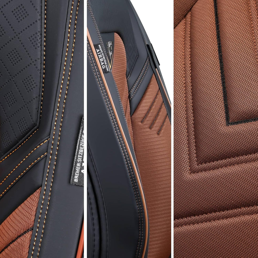 Schonbezüge Sitzbezüge für Mitsubishi Outlander 3 Bj ab 2012 in Schwarz/Braun SL2