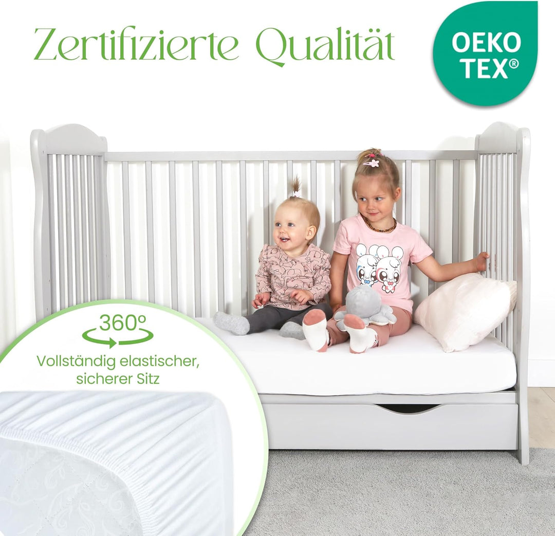 Matratzenschoner 60x120 Baby Wasserdicht 100% Bambus Matratzenschutzbezug für Kinderbetten weiche At