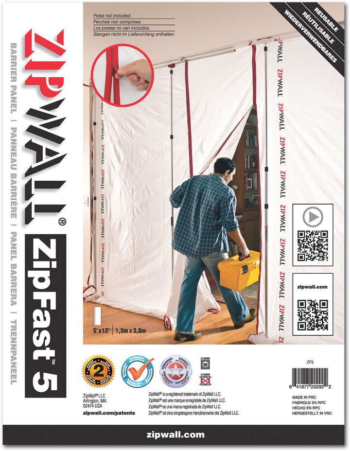 ZIPWALL ZF5 Wiederverwendbare Barriere, Weiss, 1 Pack, 1 Pack