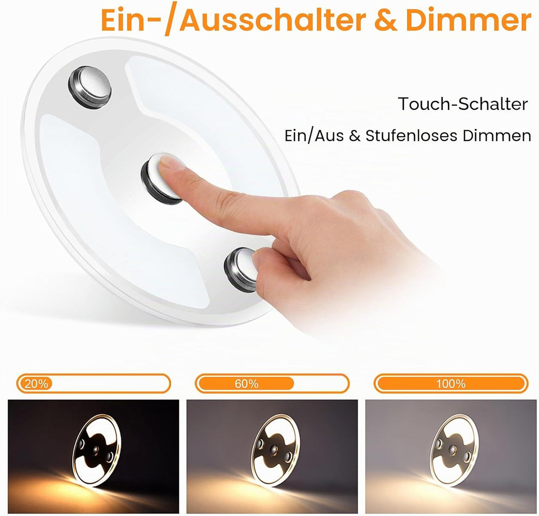 Obeaming 4 x 12V LED Deckenleuchte Wohnmobil Flach Dimmbar Panel Rund Leuchte 75mm 235LM mit Touch S