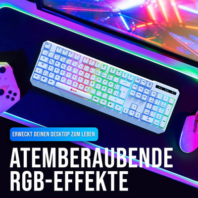 KLIM Chroma Wireless Gaming Tastatur Kabellos QWERTZ DEUTSCH - NEU 2024 - Langlebig, Ergonomisch, Wa