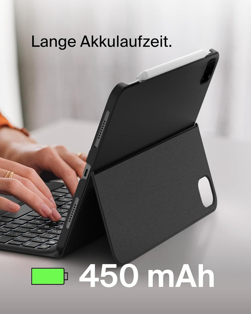 Belkin Everyday Tastatur mit Hülle u. Halter, hinterleuchtete iPad Tastatur, Multi-Gesture-Steuerung