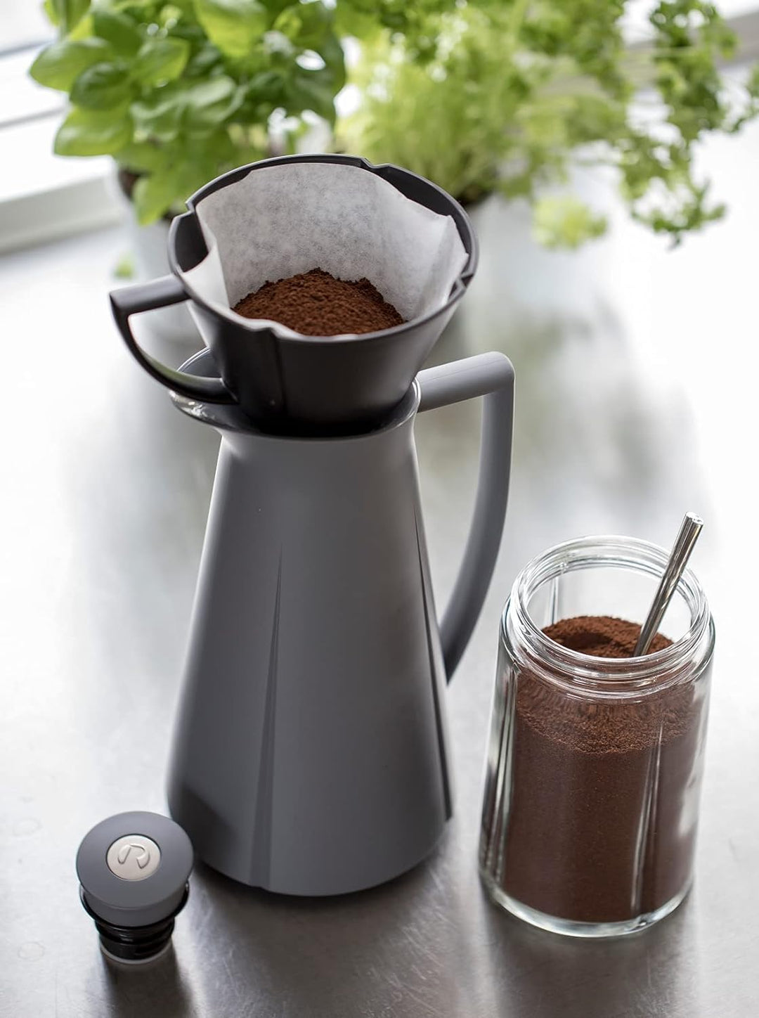 Rosendahl Isolierkanne 1,0 l Grand Cru klassisch Tastenfunktion, grau matt