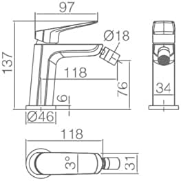 IMEX BDZ044-2NG Bidet-Wasserhahn für Bidet, matt, Schwarz