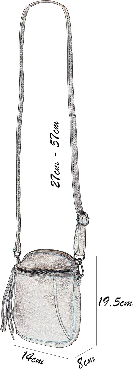 SH Leder Damen Handytasche Umhängetasche Geldbörse Multifunktion Beutel Schultertasche aus Echtleder