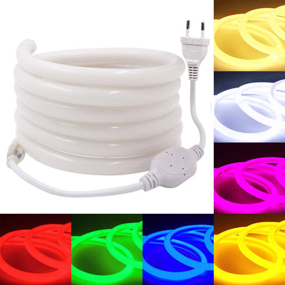 FOLGEMIR 2m Neon Seil Strip Rund, 360° Lumineszenz Warmweiss, LED flexibler Streifen ohne Lichtpunkt