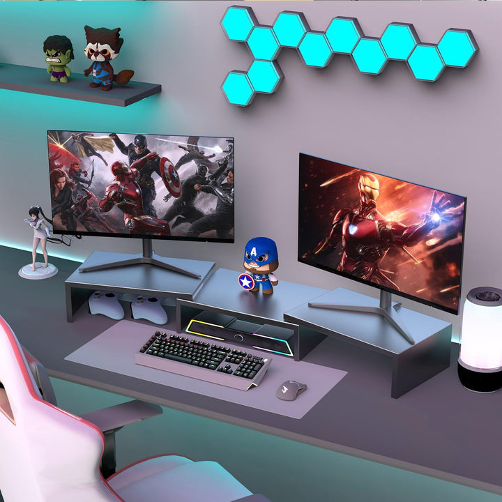 Doppel Monitor Ständer für den Schreibtisch, Computerständer aus Metall, Schreibtisch-Erhöhung, Schr