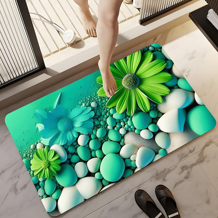 Badteppich rutschfeste,Seltene 3D-Muster Badematte(Traumstrand),Badezimmer Deko,Badematte Rutschfest