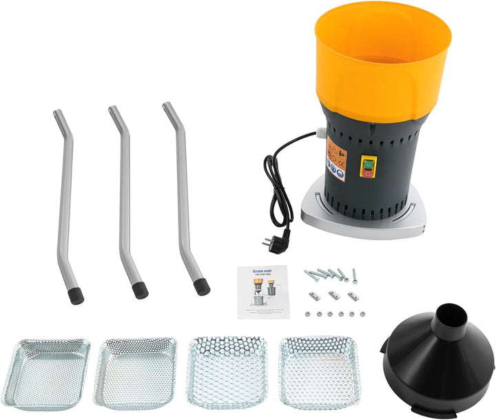 YNAADYH 220V Elektrische Getreidemühle, getreidequetsche Schrotmühle Zerkleinerer 25L Eimer 1KW Hafe