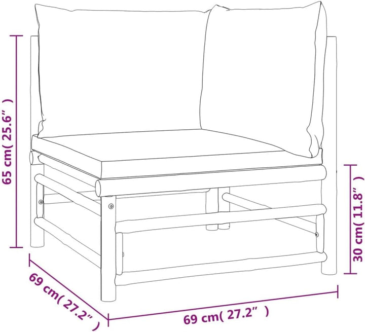 vidaXL 2-TLG. Garten-Lounge-Set mit Grünen Kissen Bambus Eckteil + Tisch Grün, Eckteil + Tisch Grün